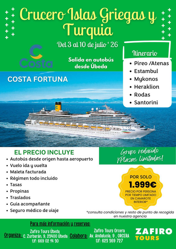 Crucero Islas Griegas y Turquía