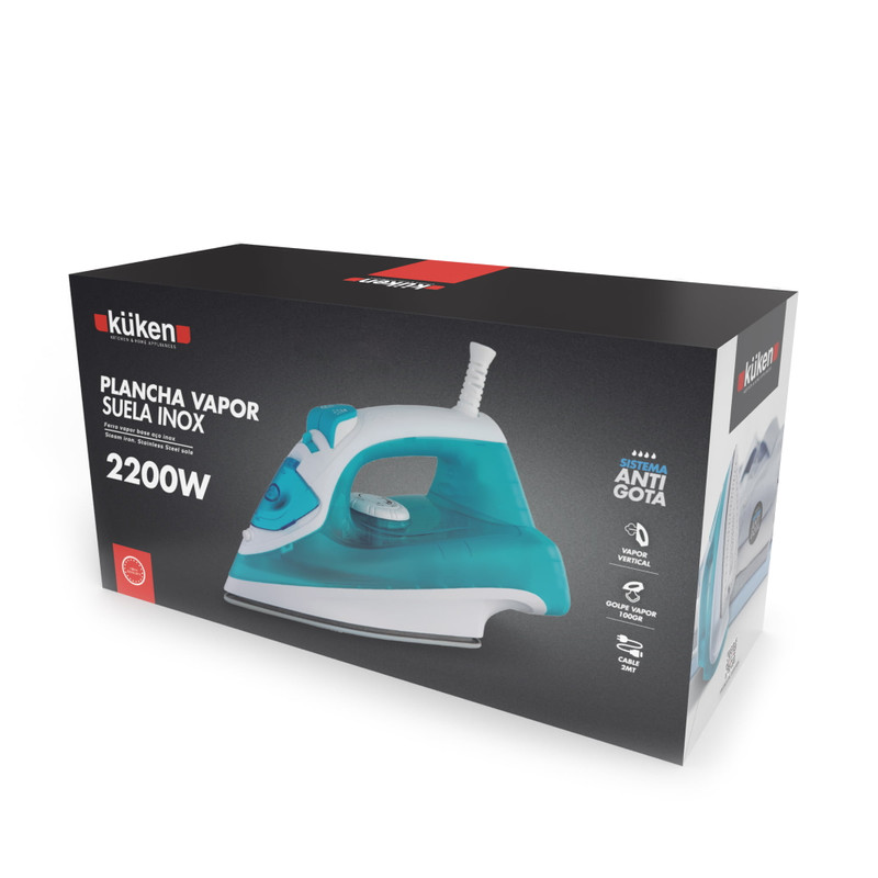 PLANCHA DE VAPOR 2200W SUELA INOXIDABLE KUKEN